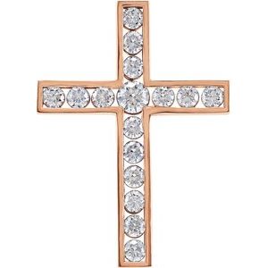 14K Rose Gold 1 CTW Natural Diamond Cross Pendant