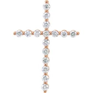 14K Rose Gold 3/4 CTW Lab-Grown Diamond Cross Pendant