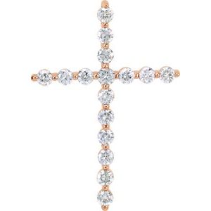 14K Rose Gold 7/8 CTW Lab-Grown Diamond Cross Pendant