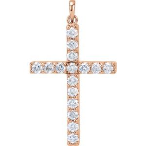 14K Rose Gold 1 3/8 CTW Natural Diamond Cross Pendant