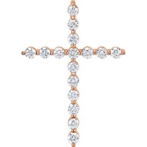 14K Rose Gold 1/2 CTW Lab-Grown Diamond Cross Pendant