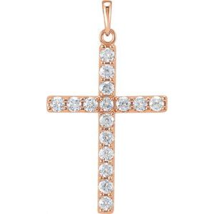14K Rose Gold 1/4 CTW Natural Diamond Cross Pendant