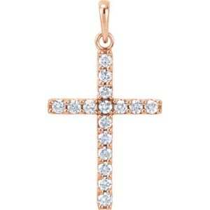 14K Rose Gold 1/2 CTW Lab-Grown Diamond Cross Pendant