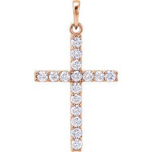 14K Rose Gold 3/4 CTW Natural Diamond Cross Pendant