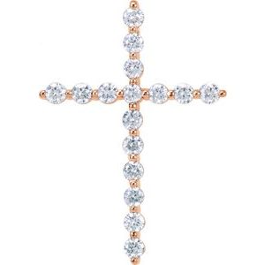 14K Rose Gold 1/3 CTW Natural Diamond Cross Pendant