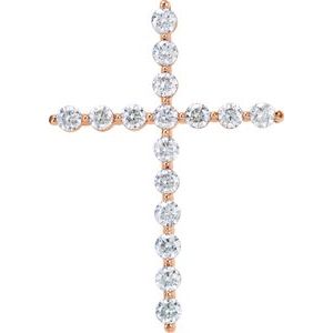 14K Rose Gold 1 1/4 CTW Natural Diamond Cross Pendant