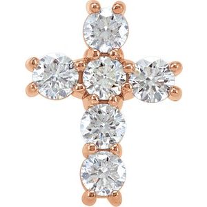 14K Rose Gold 3/4 CTW Natural Diamond Cross Pendant