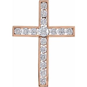 14K Rose Gold 1/2 CTW Natural Diamond Cross Pendant