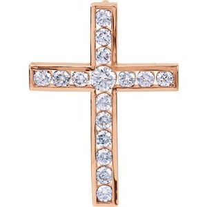 14K Rose Gold 1 1/4 CTW Natural Diamond Cross Pendant