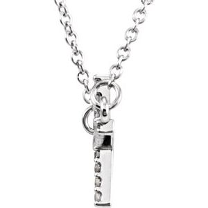 Sterling Silver 1/10 CTW Natural Diamond Sideways Cross 16-18" Necklace