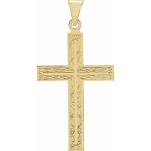 14K Yellow Gold 36.8x18 mm Cross Pendant