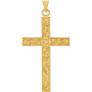 14K Yellow Gold 49.4x25 mm Cross Pendant