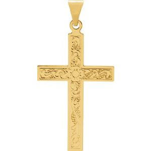 18K Yellow Gold 36.8x18 mm Cross Pendant