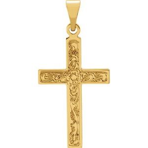 14K Yellow Gold 25.9x12 mm Cross Pendant