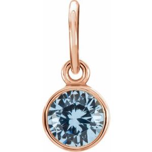 14K Rose Posh Mommy® Imitation Aquamarine Charm/Pendant
