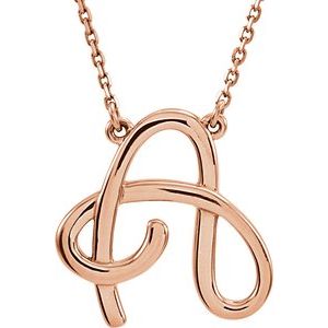14K Rose Gold Script Initial A 16" Necklace
