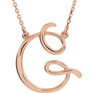 14K Rose Gold Script Initial G 16" Necklace
