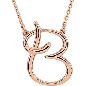 14K Rose Gold Script Initial B 16" Necklace