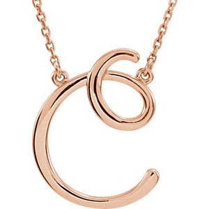 14K Rose Gold Script Initial C 16" Necklace