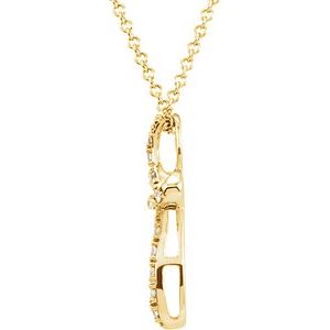 14K Yellow Gold 1/10 CTW Natural Diamond Cross 18" Necklace