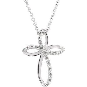 14K Yellow Gold 1/10 CTW Natural Diamond Cross 18" Necklace