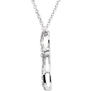14K White Gold 1/10 CTW Natural Diamond Cross 18" Necklace