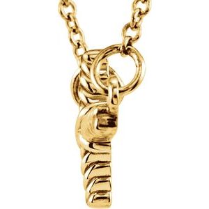 14K Yellow Gold Sideways Rope Cross 16 1/2" Necklace