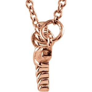 14K Rose Gold Sideways Rope Cross 16 1/2" Necklace
