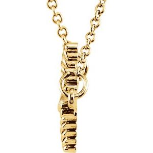 14K Yellow Gold Sideways Rope Cross 16 1/2" Necklace