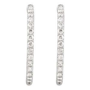 Platinum 2 CTW Natural Diamond Inside-Outside 29.5 mm Hinged Hoop Earrings
