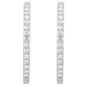 Platinum 3 CTW Natural Diamond Inside-Outside 34.5 mm Hinged Hoop Earrings