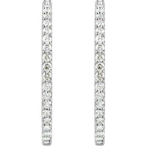Platinum 5 CTW Natural Diamond Inside-Outside 41.5 mm Hinged Hoop Earrings