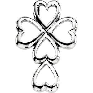 Sterling Silver 28.75x20 mm Heart Cross Pendant