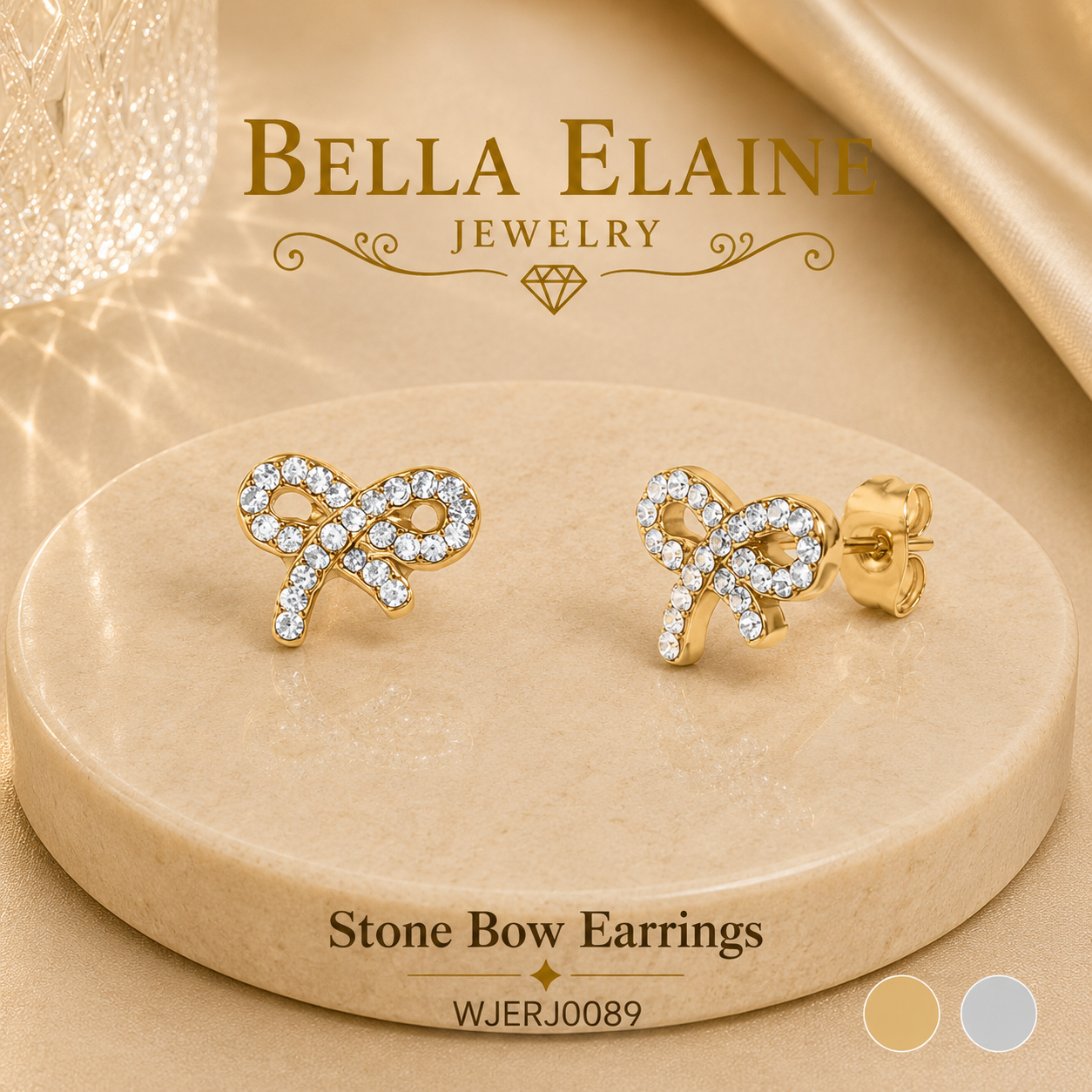 Stone Bow Earrings