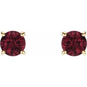 14K Yellow Gold 5 mm Natural Mozambique Garnet Earrings
