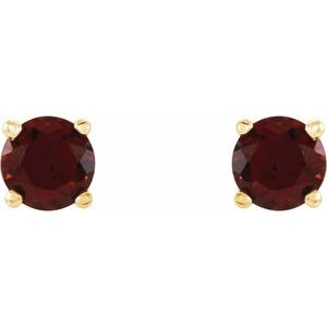 14K Yellow Gold 4 mm Natural Mozambique Garnet Earrings