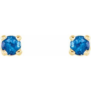 14K Yellow Gold 2.5 mm Natural Swiss Blue Topaz Earrings