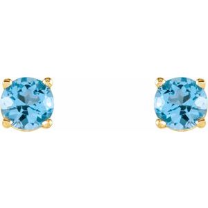 14K Yellow Gold 2.5 mm Natural Sky Blue Topaz Earrings