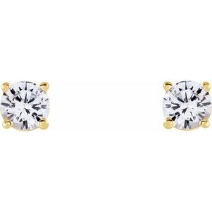 14K Yellow Gold 4 mm Natural White Sapphire Earrings
