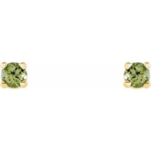 14K Yellow Gold 2.5 mm Natural Peridot Earrings