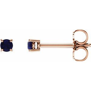 14K Rose Gold 2.5 mm Lab-Grown Blue Sapphire Earrings