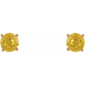 14K Rose Gold 5 mm Natural Yellow Sapphire Earrings