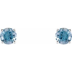 14K White Gold 6 mm Natural Aquamarine Earrings