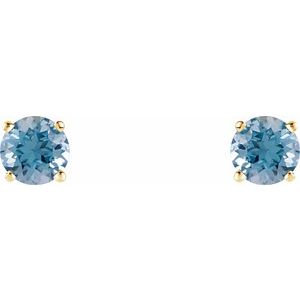 14K Yellow Gold 5 mm Natural Aquamarine Earrings