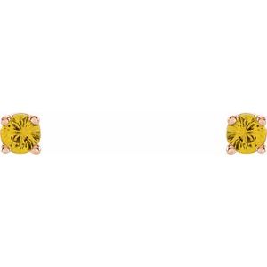 14K Rose Gold 2.5 mm Natural Yellow Sapphire Earrings