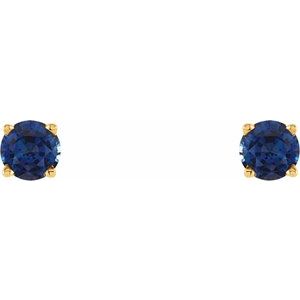 14K Yellow Gold 4 mm Natural Blue Sapphire Earrings