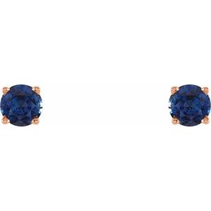 14K Rose Gold 4 mm Lab-Grown Blue Sapphire Earrings