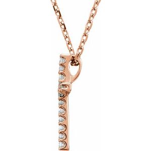 14K Rose Gold .06 CTW Natural Diamond Petite Cross 16" Necklace