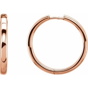 14K Rose Gold Hinged 34 mm Hoop Earrings