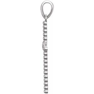 14K White Gold 33.3x17.6 mm .03 CTW Natural Diamond Beaded Cross Pendant